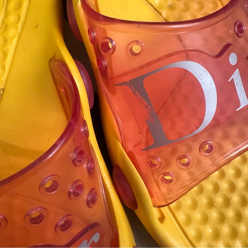 Dior Yellow and Orange Slide Sandals - Picture 4 of 11